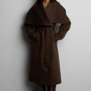 WOOL BLEND HANDMADE BELTED COAT